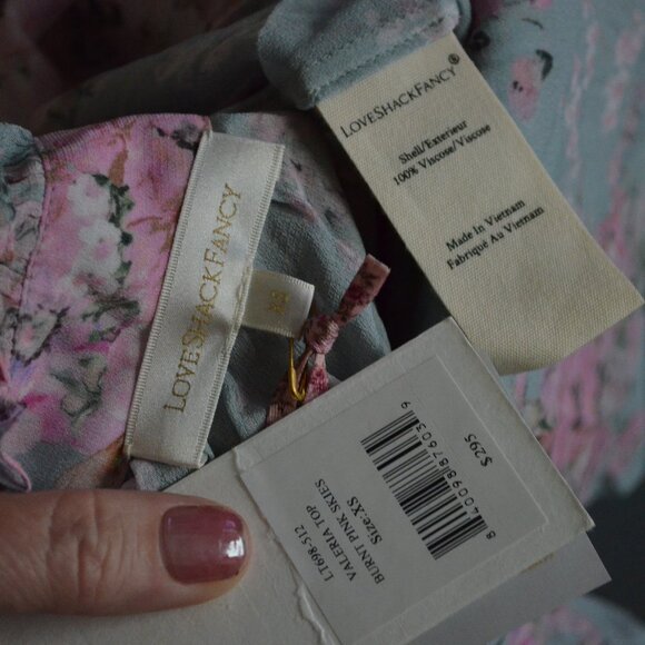 NWT $295 Sz XS Love Shack Fancy Valeria Top Burnt Pink Skies Viscose Blouse - Picture 7 of 7